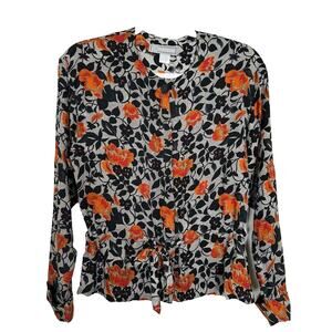 Vintage CCCourtnay Womans 4 button up blouse Dark Cottagecore Bohemian Whimsy